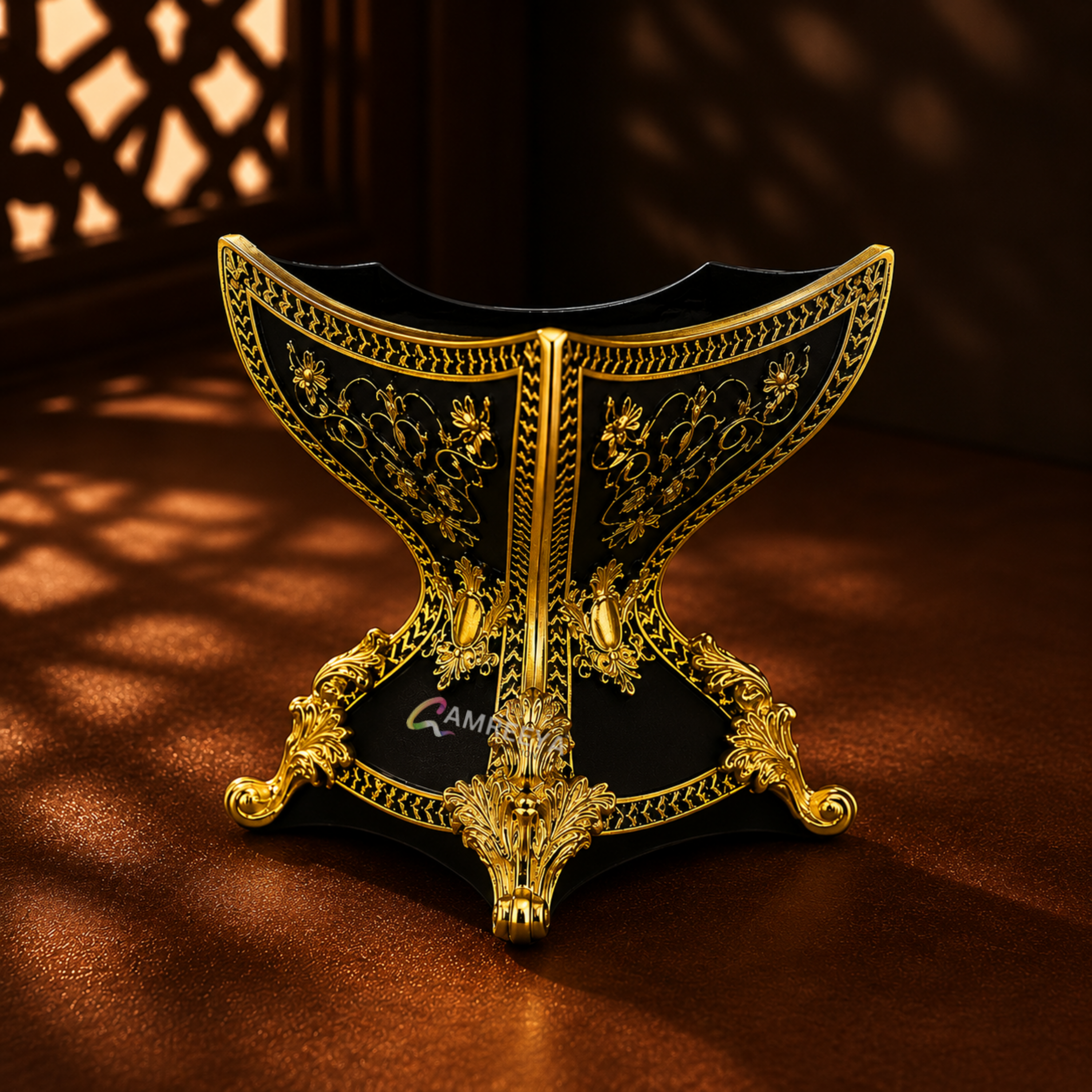 Imported Royal Black Bakhoor Burner – Luxury Arabic Incense Burner with Gold Detailing | Premium Arabian Oud Burner for Home Décoration