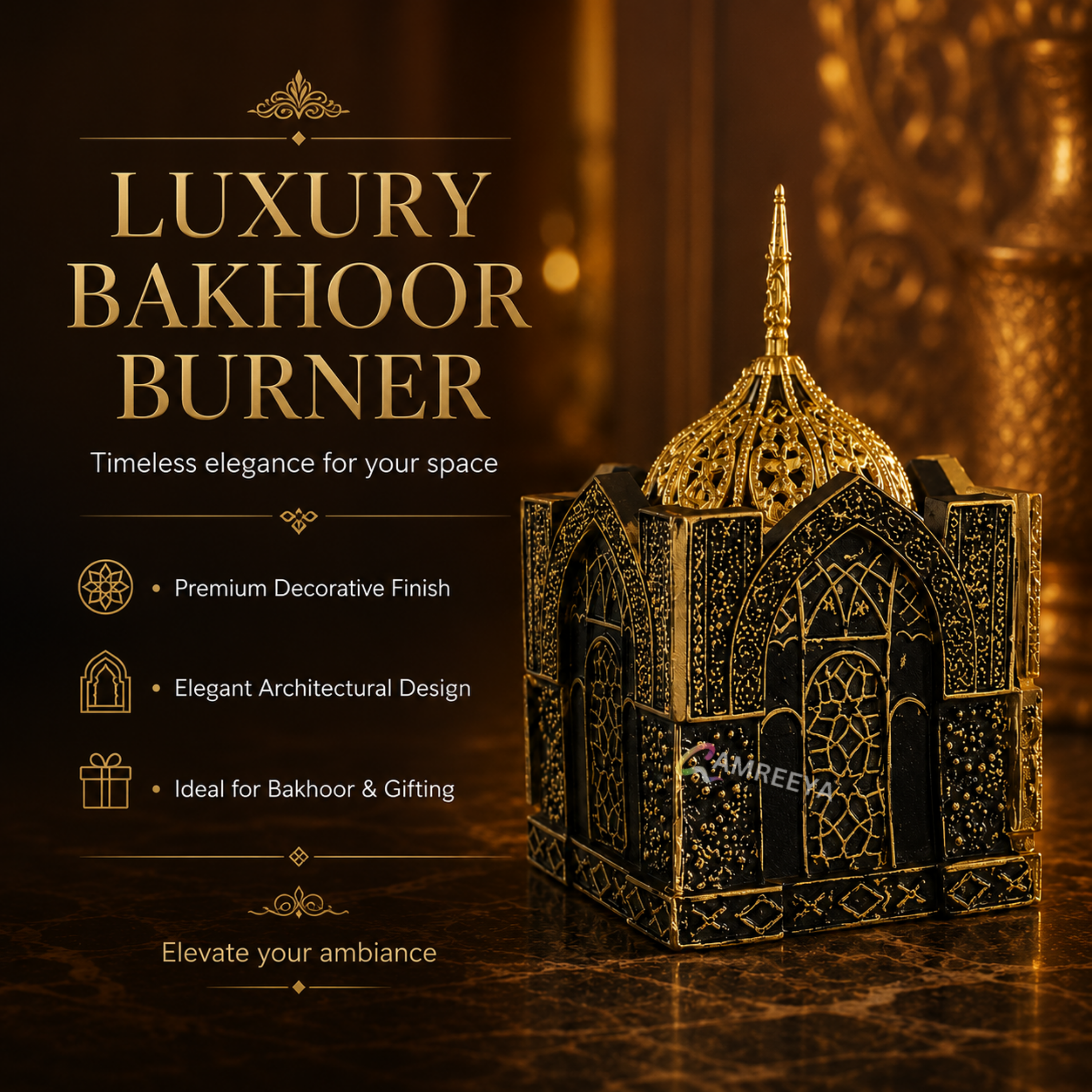 Imported Luxury Palace Bakhoor Burner – Premium Arabic Incense Burner | Decorative Oud Burner for Home, Office & Gifting