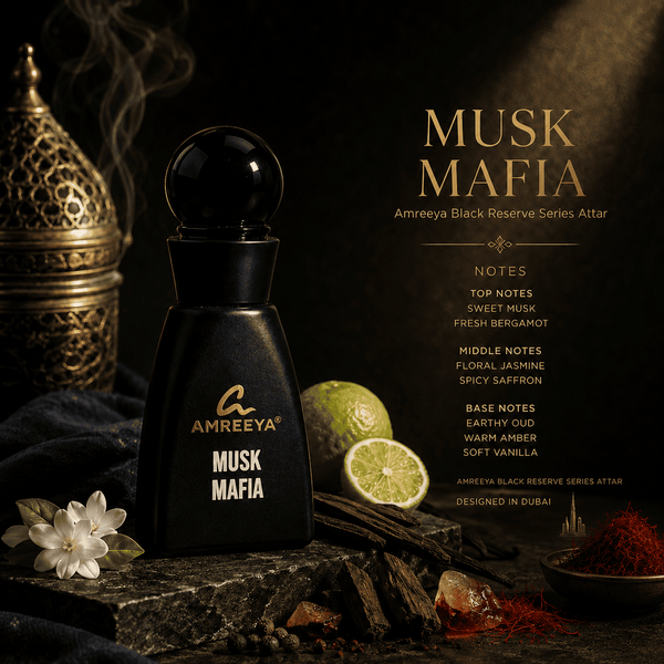 MUSK MAFIA Amreeya Black Reserve Series Attar 12ml – Premium Luxury Attar | Best Attar in India | Long Lasting Musky Attar