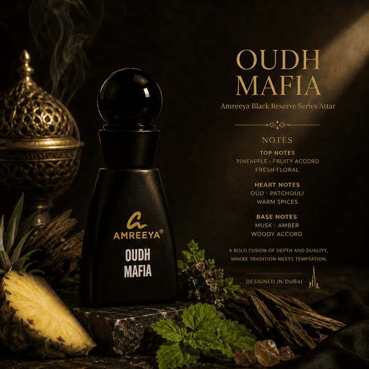 OUDH MAFIA Amreeya Black Reserve Series Attar 12ml – Premium Oud Attar | Best Attar in India | Long Lasting Luxury Attar