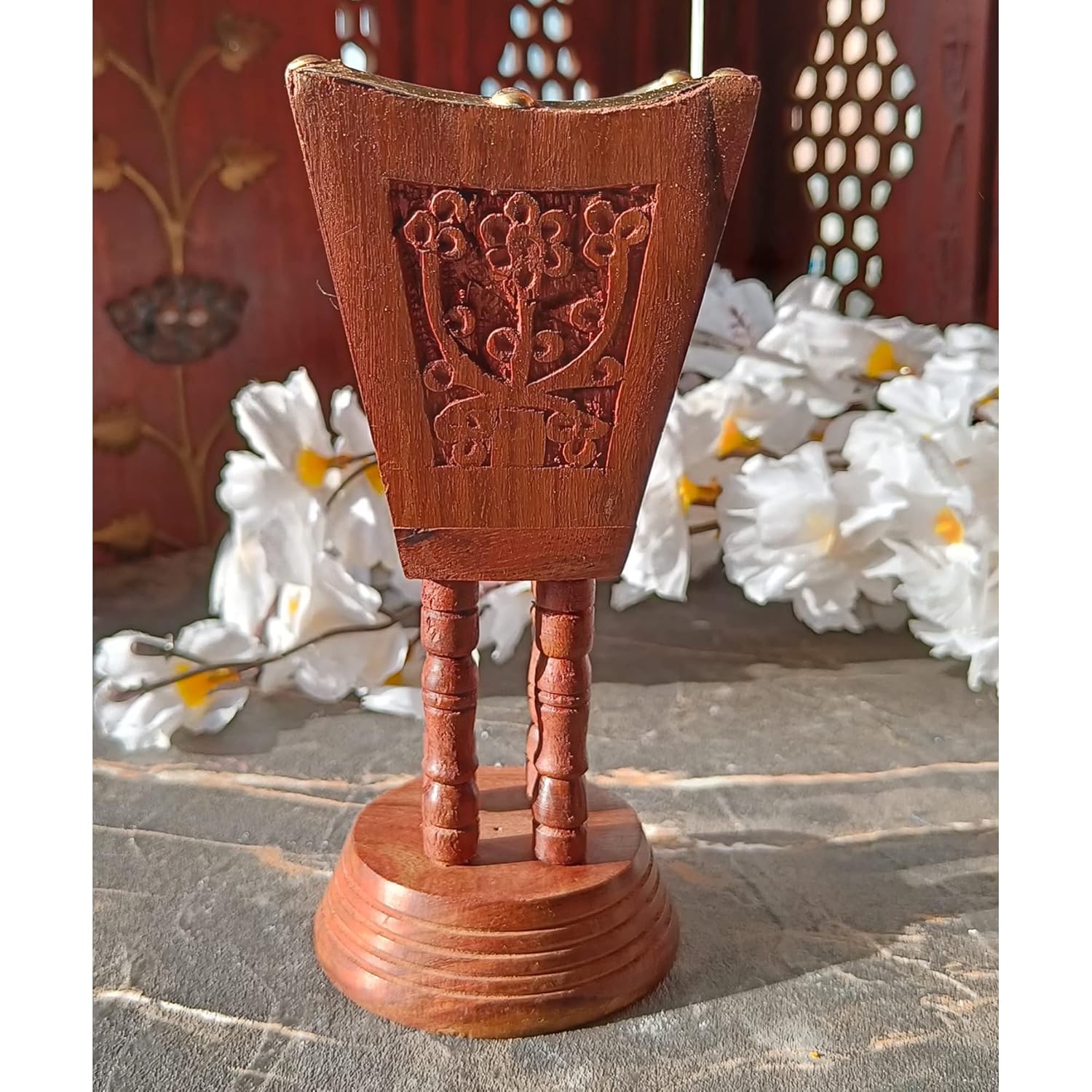 Amreeya Wooden Brass Loban Daan Dhoop Incense Burner Handicrafted.