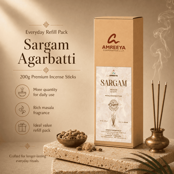 Amreeya Sargam Agarbatti 200g Refill Pack | Premium Masala Incense Sticks | Long Lasting Fragrance Agarbatti India