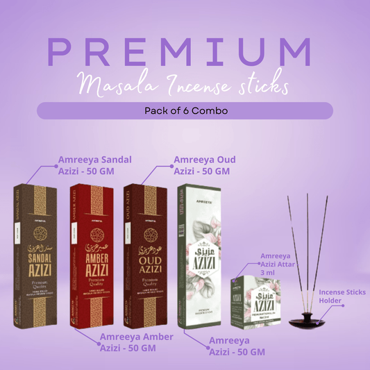 Amreeya Premium Masala Incense Sticks Combo AZIZI - Pack of 6