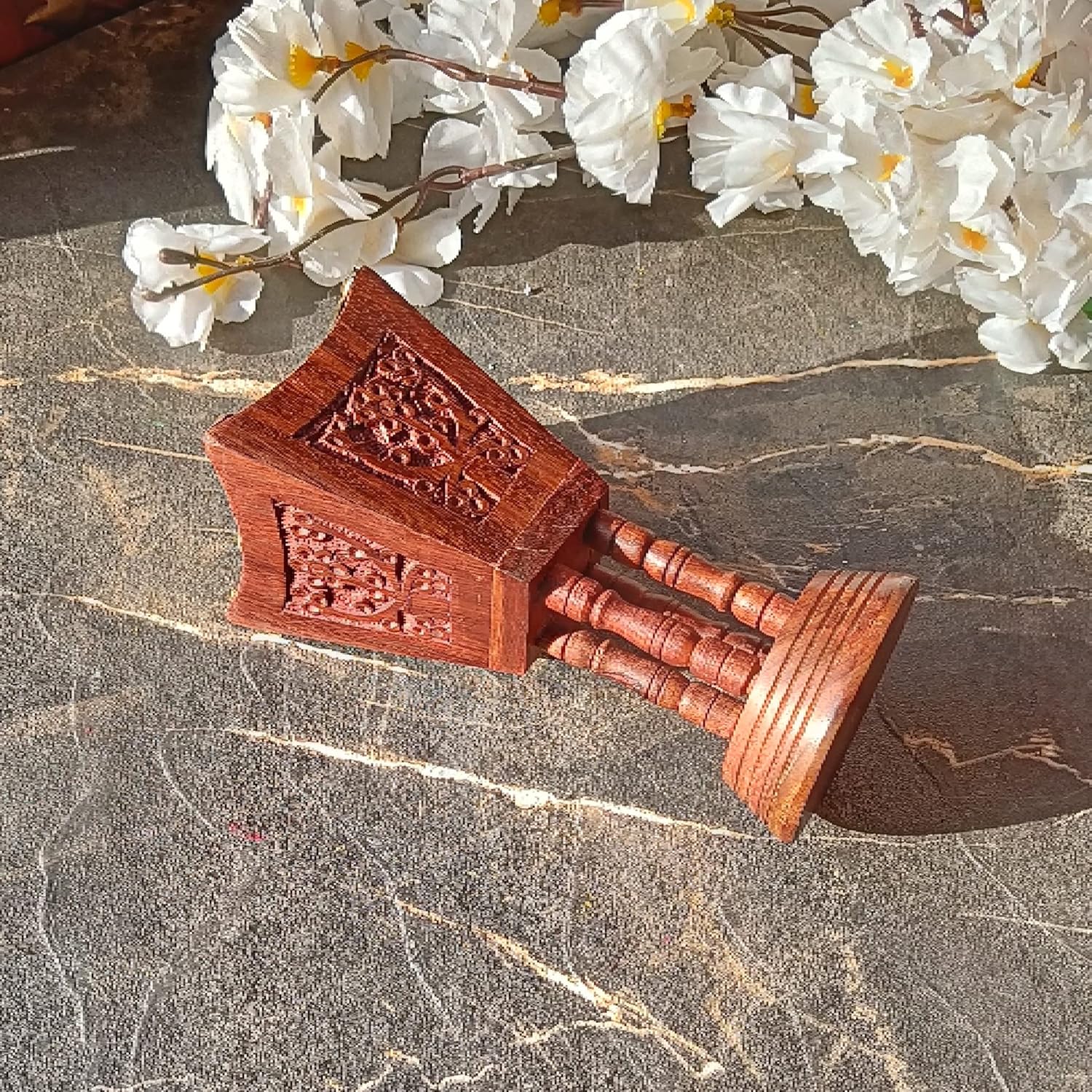 Amreeya Wooden Brass Loban Daan Dhoop Incense Burner Handicrafted.