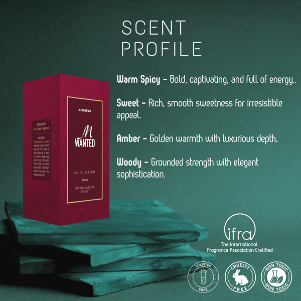 Amreeya Wanted – Premium Niche Eau de Parfum | Spicy Woody Freshness Inspired by Azzaro Wanted - 50ml