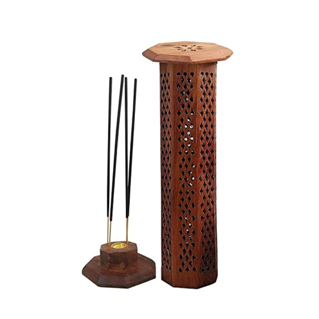 Amreeya Wooden Tower Incense Stick Holder Agarbatti Dhoop Holder.