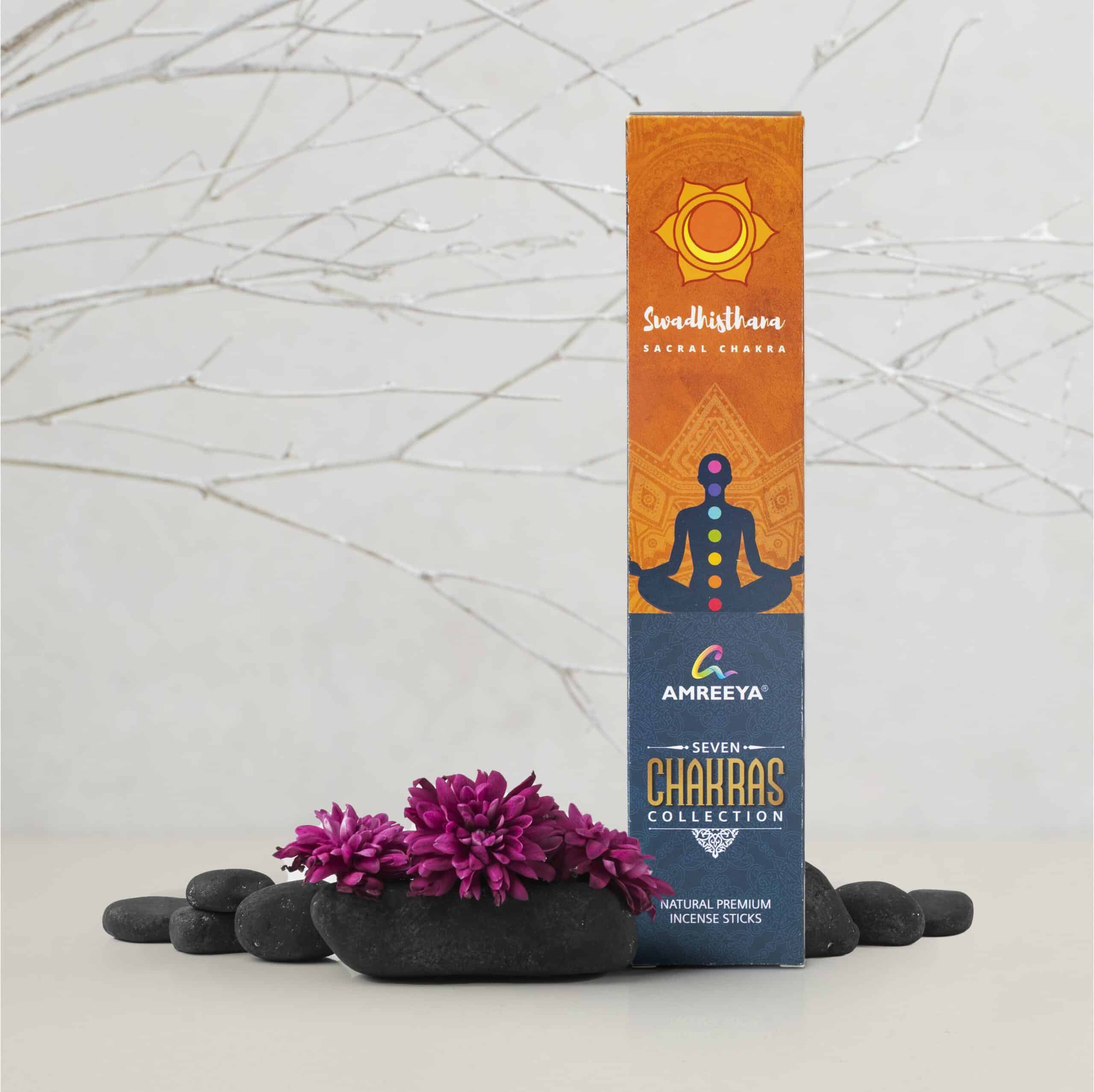 Amreeya Seven Chakras Collection Incense Sticks+ Vedic Mala Pack Of 8.