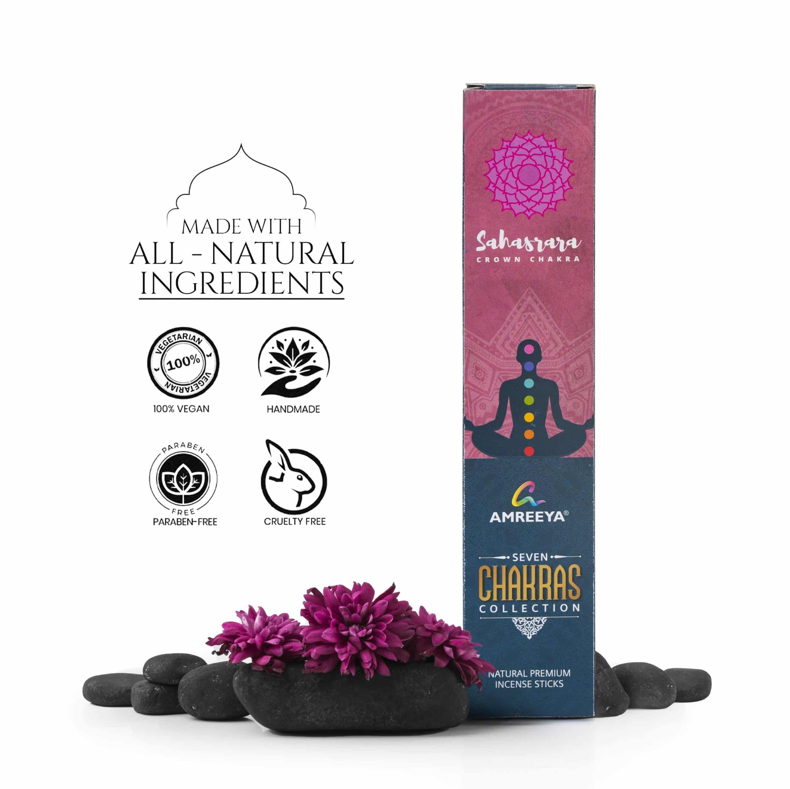 Amreeya Seven Chakras Collection Incense Sticks+ Vedic Mala Pack Of 8.