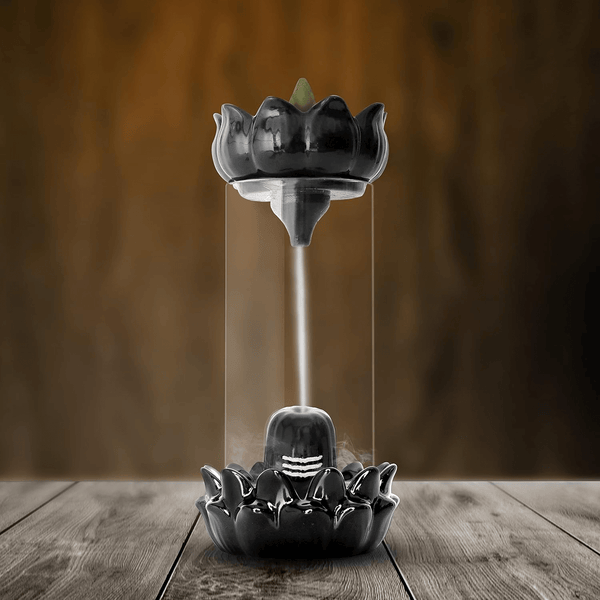 Amreeya Backflow Incense Cone Holder with Incense Cones - Big Shivling Design