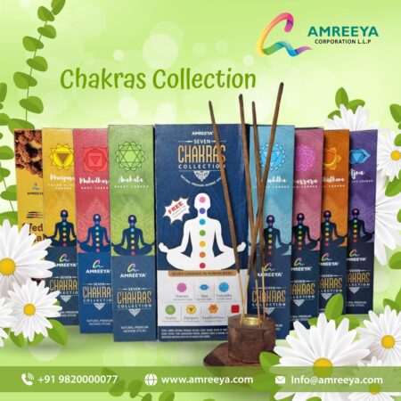 Amreeya Seven Chakras Collection + Vedic Premium Incense Sticks - Pack Of 8