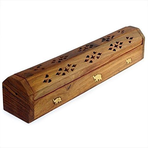 Amreeya Sheesham Wooden and Brass Agarbati Holder, Dhoop Agarbatti Stick Wodden Box Holder Stand